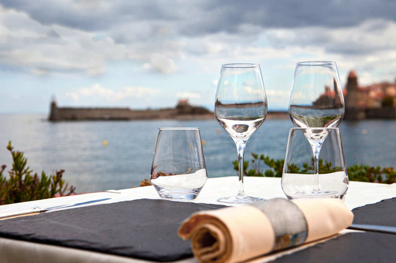 Verre à vin vue mer