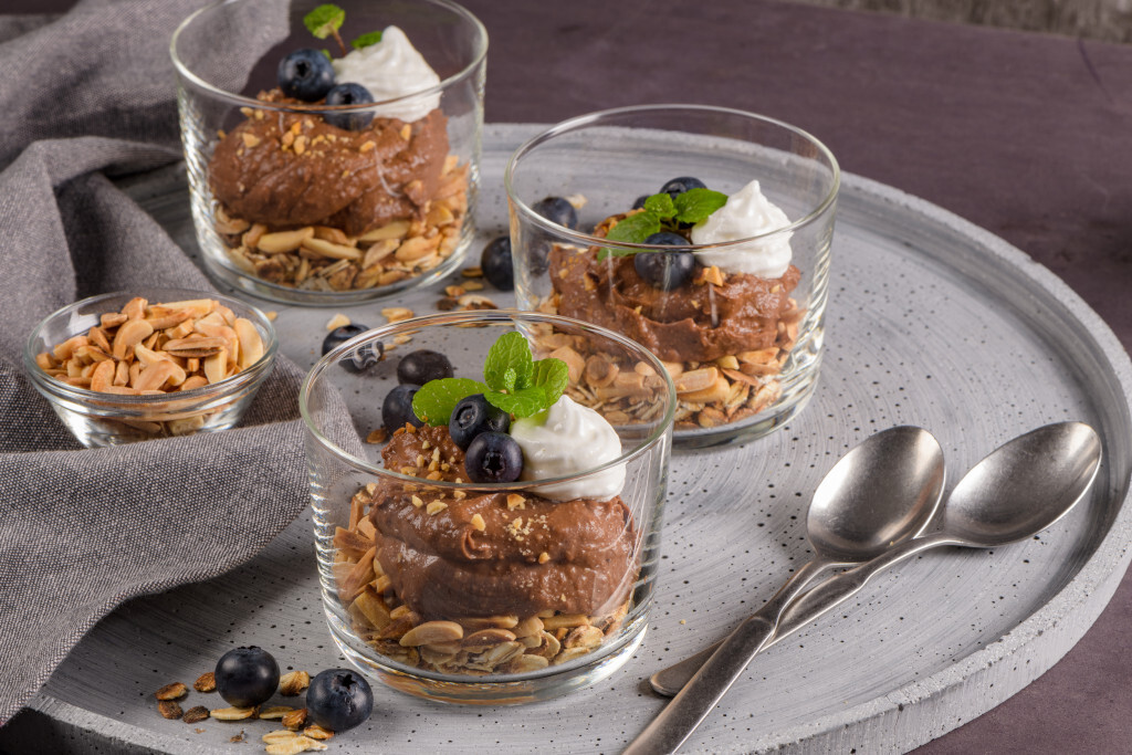 Mousse au chocolat aux myrtilles