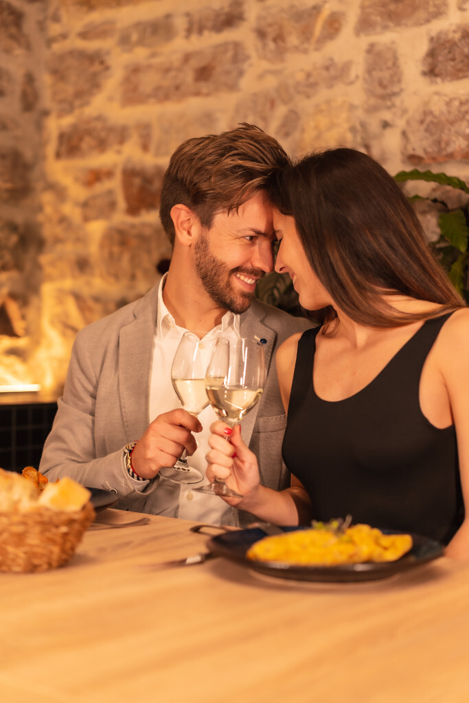 Couple toast with wine
